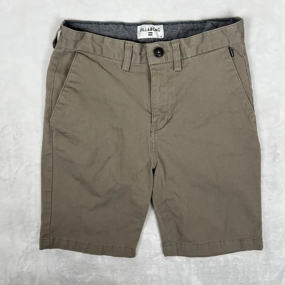 Billabong Shorts Mens 28 Beige Chino Canvas Flat Front 8 Inseam Beach Casual